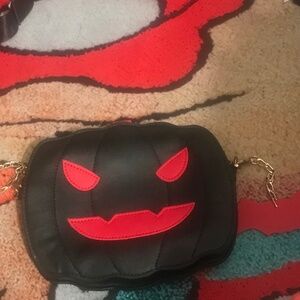 Pumpkin Purse with tiny belt and metal chain